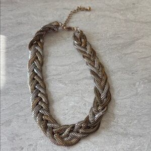 Sophisticated Silver and Gold Braided Necklace